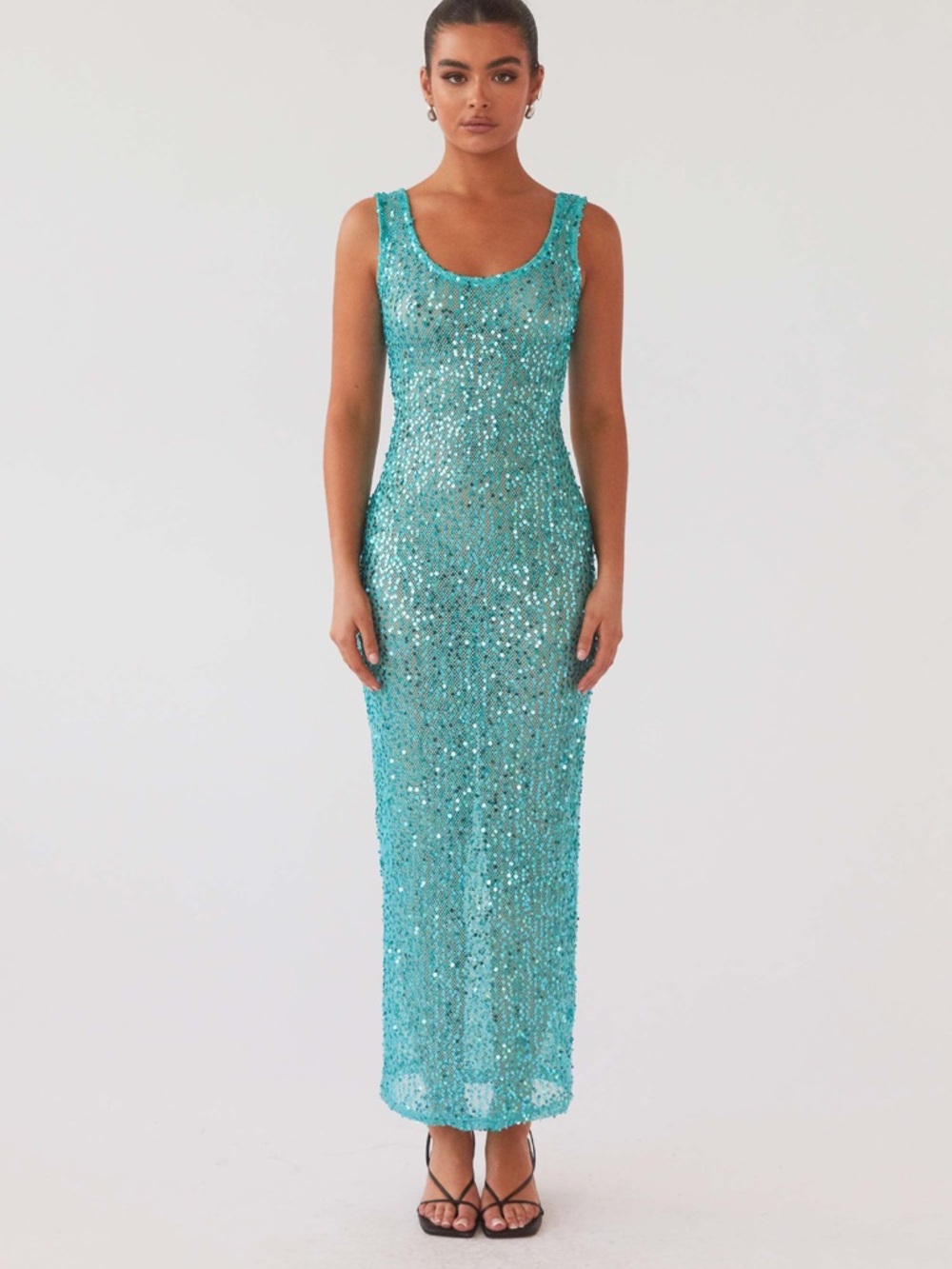 Peppermayo Teal Sequin Maxi Dress